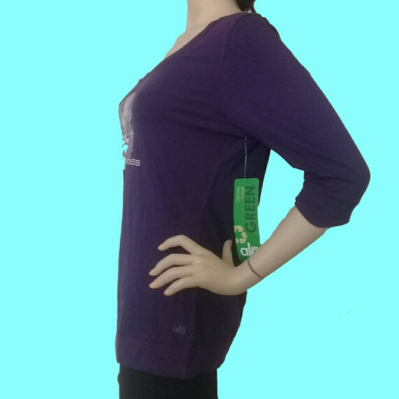 ALO BAMBOO T - SHIRT 3/4 SLEEVES DARK PURPLE ALO. - Picture 5 of 8